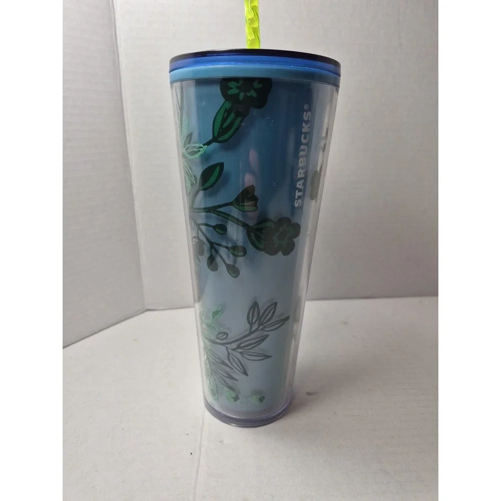 Starbucks Berry‎ Corsage Blue Venti Travel Cold Cup Tumbler 2022 Sparkle Coffee